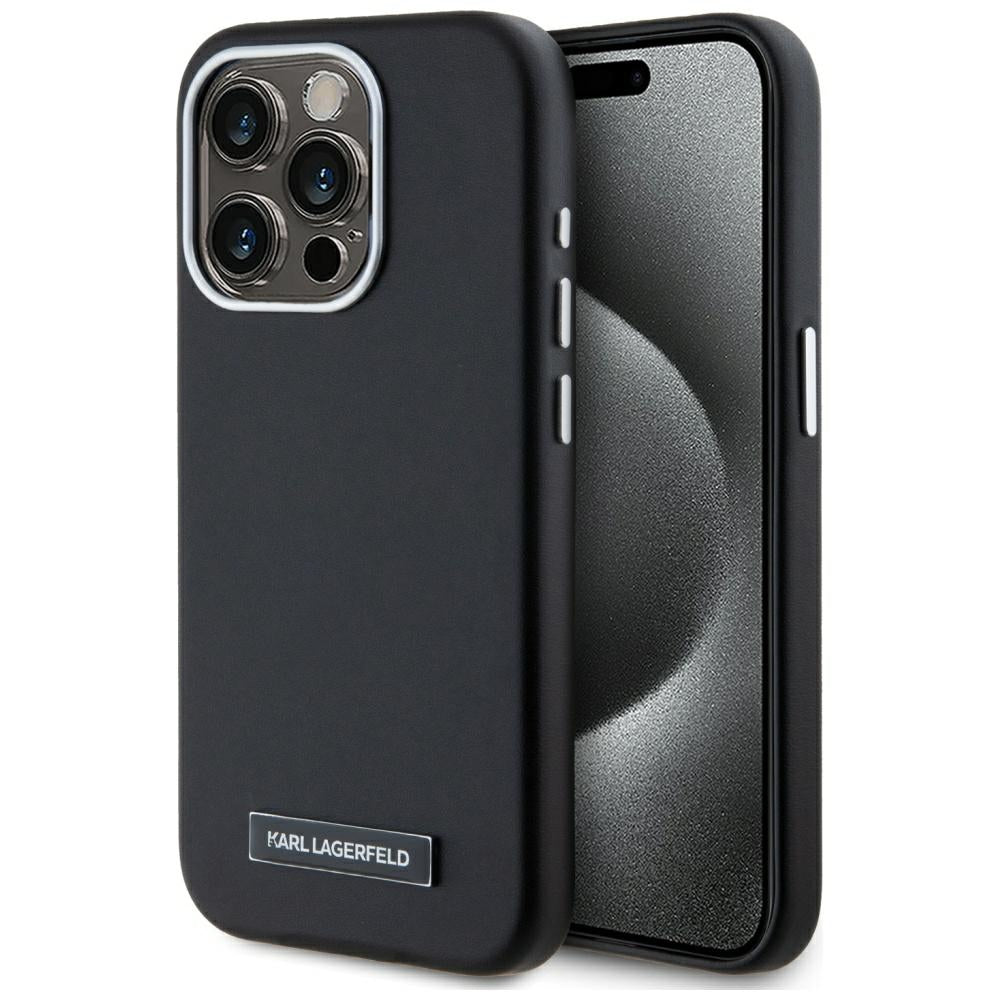 Husa Karl Lagerfeld FW Metal Plate Magsafe iPhone 15 Pro Max - Negru