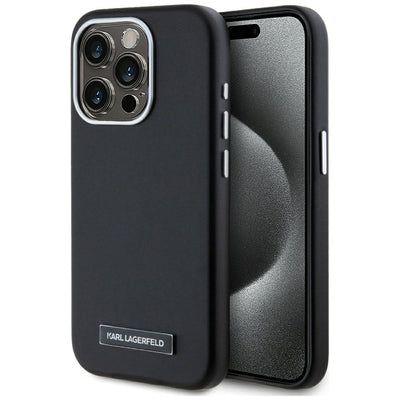 Husa Karl Lagerfeld FW Metal Plate Magsafe iPhone 15 Pro Max - Negru