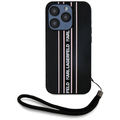 Husa Karl Lagerfeld Saffiano Athleisure Stripes Cord iPhone 15 Pro - Roz