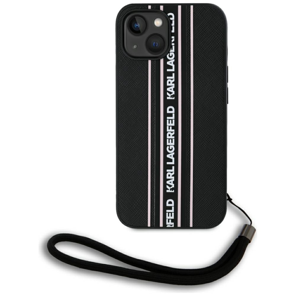 Husa Karl Lagerfeld Saffiano Athleisure Stripes Cord iPhone 15 - Roz