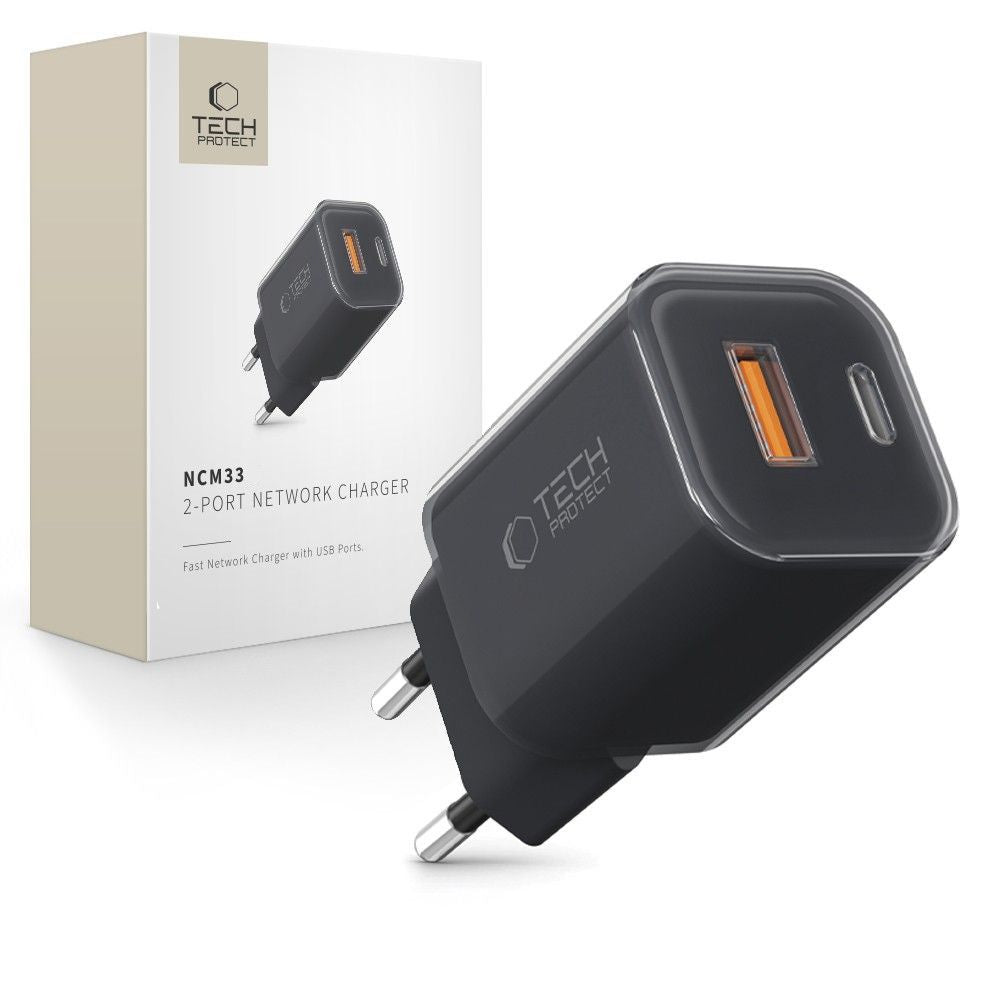 Incarcator priza Tech-protect Ncm33w 2-port Pd33w/Qc3.0 - Negru