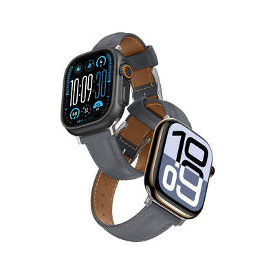 Curea Amazingthing Class Band Leather pentru Apple Watch 45 / 46 / 49 Mm - Gri