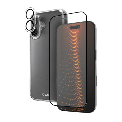 Folie SBS Set cu D3O Technology pentru iPhone 16 - Husa + Glass Screen And Camera Protector - Transparent