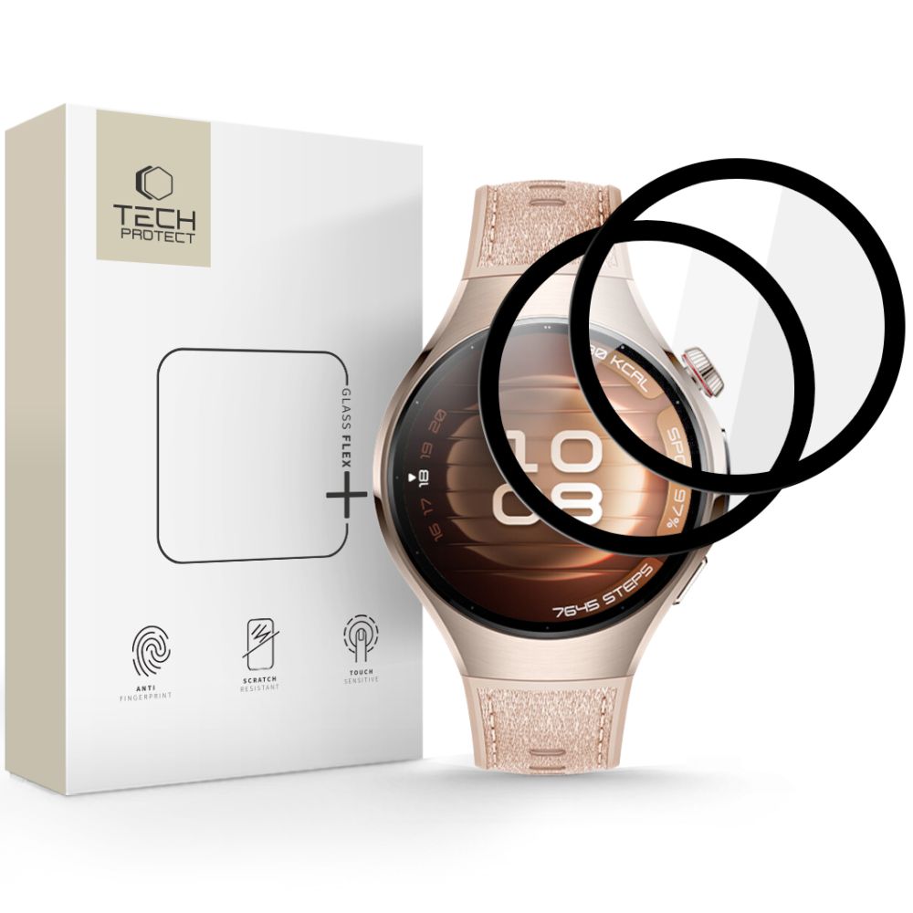 Folie Tech-protect Glass Flex+ 2-pack Hybrid Glass pentru Huawei Watch 5 42 Mm - Negru