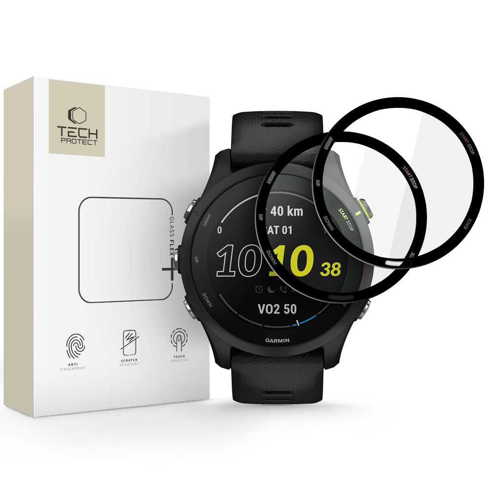 Folie Tech-protect Glass Flex+ 2-pack Hybrid Glass pentru Garmin Forerunner 225 / 255 Music - Negru