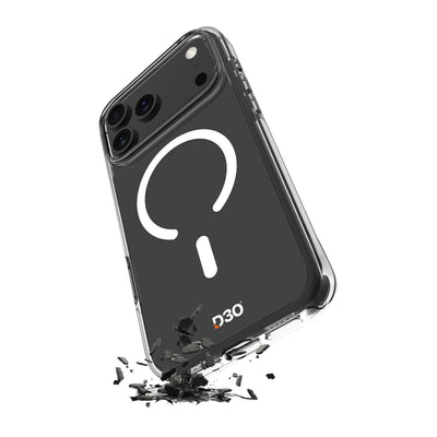 Husa Puro Impact Transparent D3O TPU+PC Compatible cu Magsafe pentru iPhone 17 Pro - Transparent