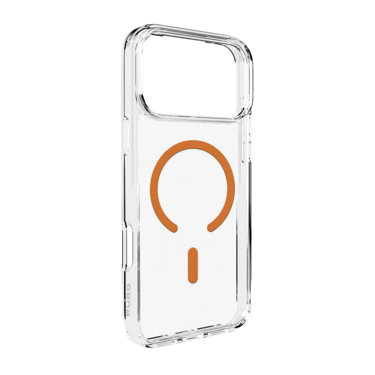 Husa Puro Lite Mag TPU+PC Compatible cu Magsafe pentru iPhone 17 Pro Max - Transparent cu Portocaliu Ring