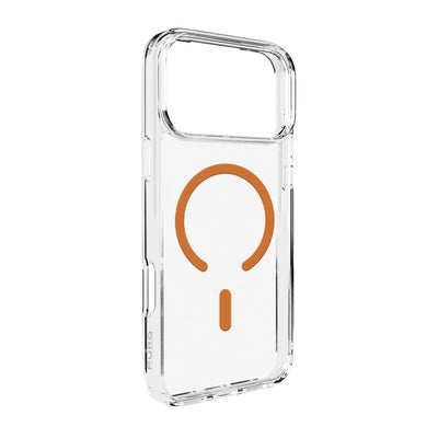 Husa Puro Lite Mag TPU+PC Compatible cu Magsafe pentru iPhone 17 Pro Max - Transparent cu Portocaliu Ring