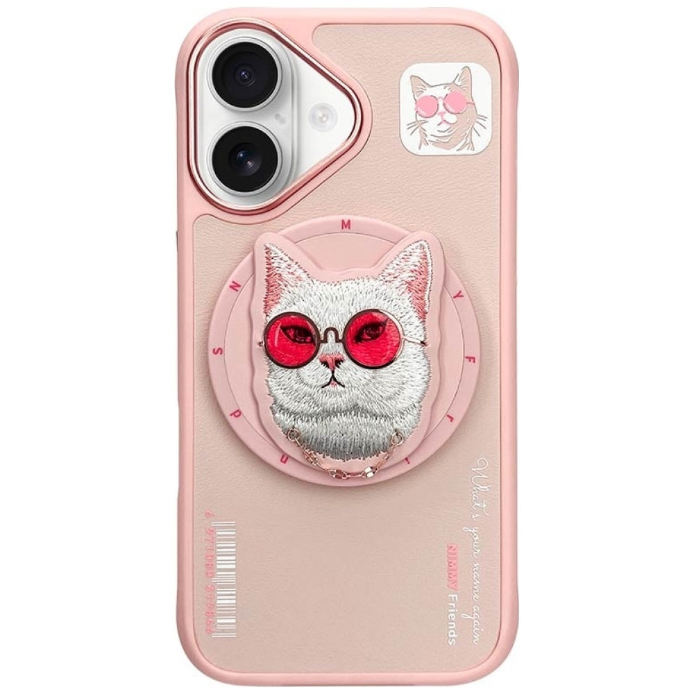 Husa Nimmy Glasses Cool Cat Magsafe pentru iPhone 16 - Roz