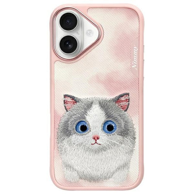 Husa Nimmy Big Eyed Pet 2.0 Cat pentru iPhone 16 - Roz