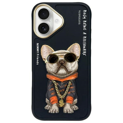 Husa Nimmy Glasses Cool Dog iPhone 16 - Negru