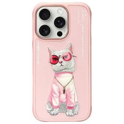 Husa Nimmy Glasses Cool Cat pentru iPhone 16 Pro Max - Roz