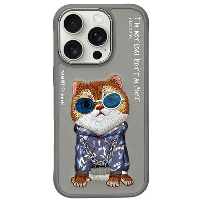 Husa Nimmy Glasses Cool Cat pentru iPhone 16 Pro Max - Gri