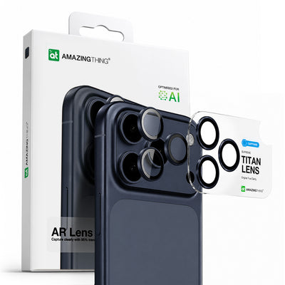 Folie Amazingthing Sapphire Camera Glass pentru iPhone 17 Pro / Pro Max - cu Albastru Frame