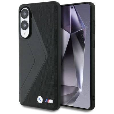 Husa BMW Leather Oversized Stripes Magsafe pentru Samsung Galaxy S25 Edge - Negru