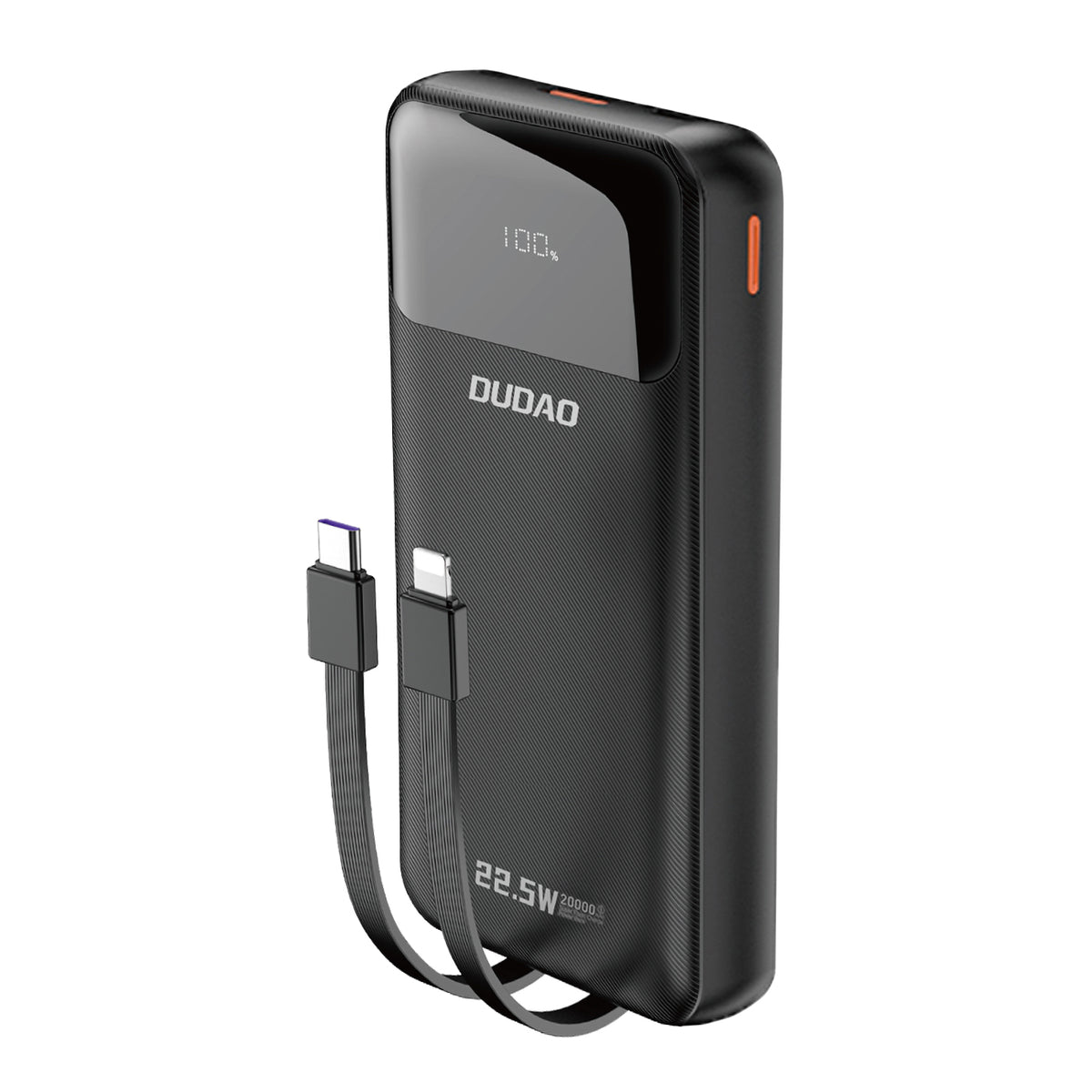 Cablu Dudao K15pro Acumulator extern 20000mAh 22.5W PD Usb-c / Usb-a / Built-in Lightning And Usb-c - Negru