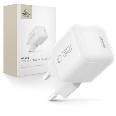 Incarcator priza Tech-protect Ncm25 Usb-c PD 25W - Alb