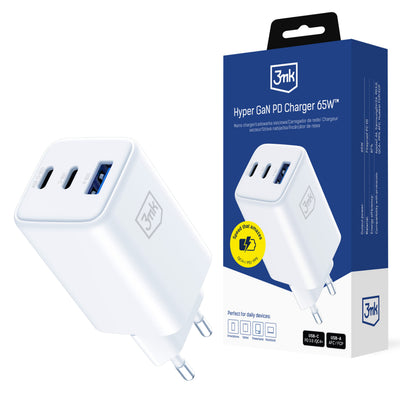 Incarcator Usb-c Usb-a 3mk Hyper Gan PD 65W™ - Alb