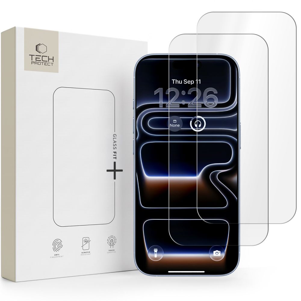 Folie Tech-protect Glass Fit+ 2-pack sticla pentru iPhone 16 Pro / 17 / 17 Pro - Transparent