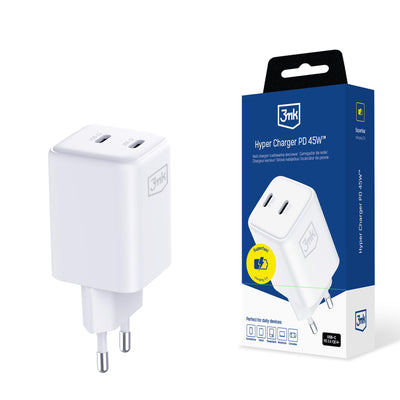 Incarcator 3mk Hyper PD 45W QC4+ PPS 2C Super-fast Charge 2.0 priza - Alb