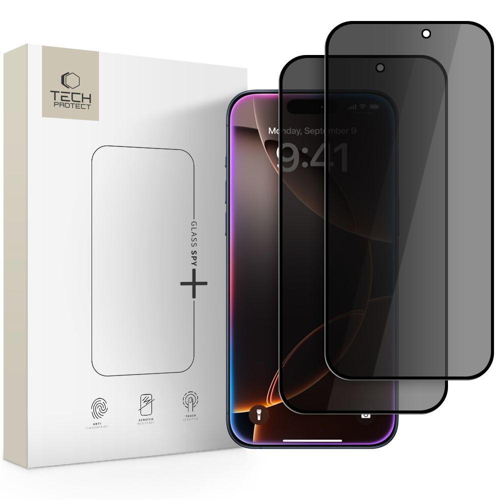 Folie Tech-protect Glass Spy+ 2-pack Privacy Glass pentru iPhone 16 Pro / 17 / 17 Pro