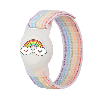 Husa AirTag cu Curea pentru Kids Nylon Wristband - cu Rainbow Colored Curea