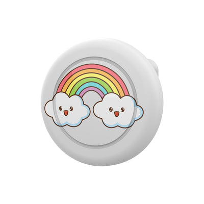 Husa AirTag Badge - Alb cu Rainbow Print
