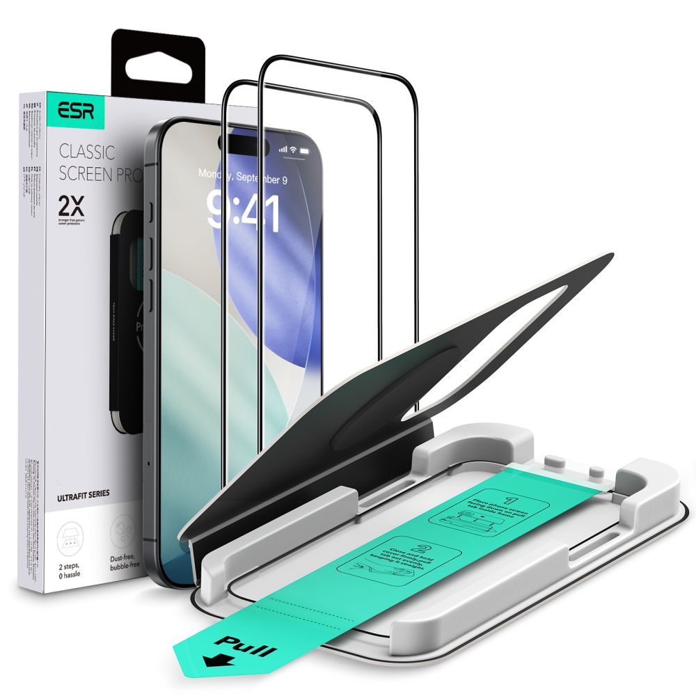 Folie ESR Ultrafit sticla 2-pack pentru iPhone 17 Pro - Transparent