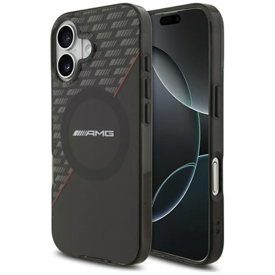 Husa AMG Double Layer Transparent Rhombs Magsafe pentru iPhone 17 - Negru And Rosu