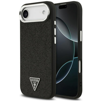 Husa Guess Glitter Triangle Logo Magsafe pentru iPhone 17 Air - Negru