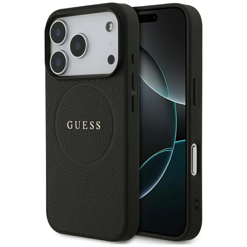 Husa Guess Grained Ring Magsafe pentru iPhone 17 Pro - Negru