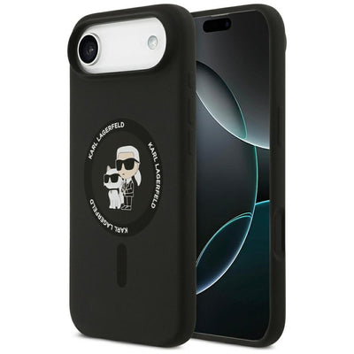 Husa Karl Lagerfeld Silicone Karl&Choupette Ring Magsafe pentru iPhone 17 Air - Negru