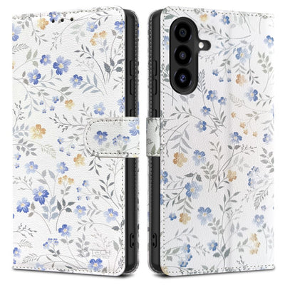 Husa Tech-protect Wallet pentru Samsung Galaxy A26 5G / A17 4G / 5G - Daisies cu Leaves