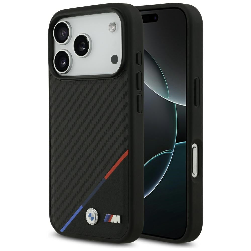 Husa BMW M Carbon Tricolor Line Magsafe pentru iPhone 17 Pro - Negru