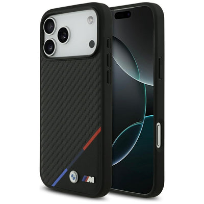 Husa BMW M Carbon Tricolor Line Magsafe pentru iPhone 17 Pro Max - Negru
