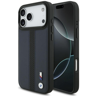 Husa BMW M Perforated Stripe Logo Magsafe pentru iPhone 17 Pro Max - Bleumarin