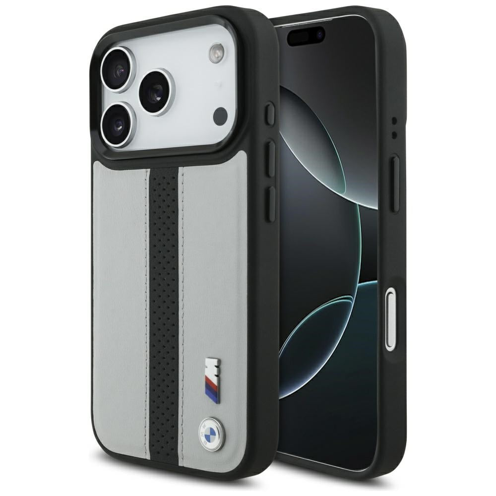 Husa BMW M Perforated Stripe Logo Magsafe pentru iPhone 17 Pro - Gri