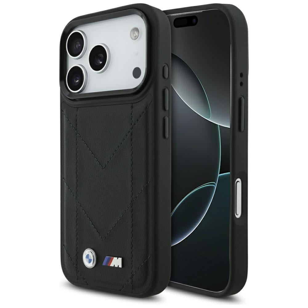 Husa BMW M Quilted Logo Magsafe pentru iPhone 17 Pro - Negru