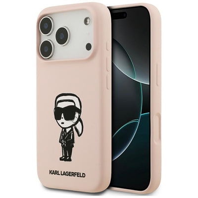 Husa Karl Lagerfeld Silicone Karl Sketch & Logo Magsafe pentru iPhone 17 Pro Max - Roz