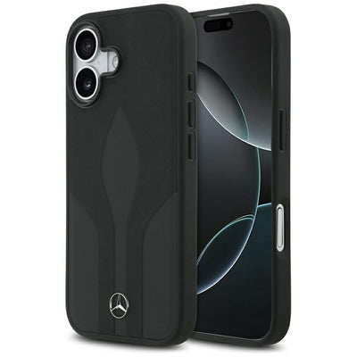 Husa Mercedes Leather The Move Magsafe pentru iPhone 17 - Negru