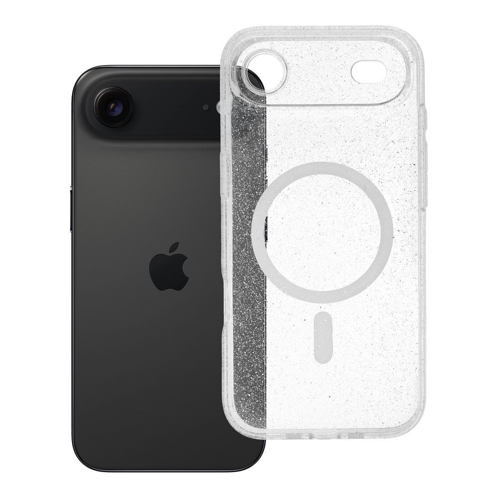 Husa Transparent Mag pentru iPhone 17 AIR - Glitter (STR / Camera Protection) Compatible cu Magsafe Transparent Glitter