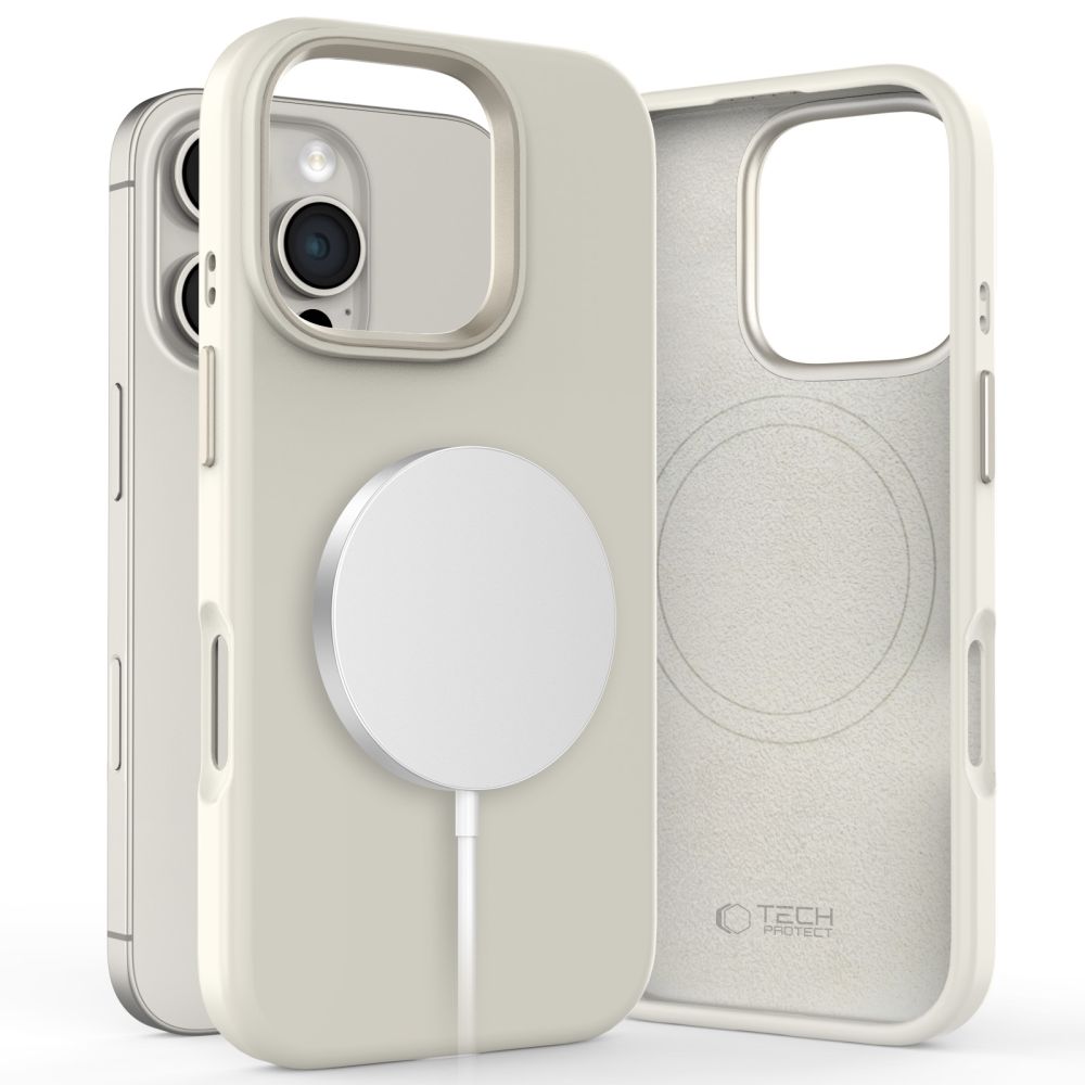 Husa Tech-protect Silicone Pure Magsafe iPhone 16 Pro Cosmic Latte