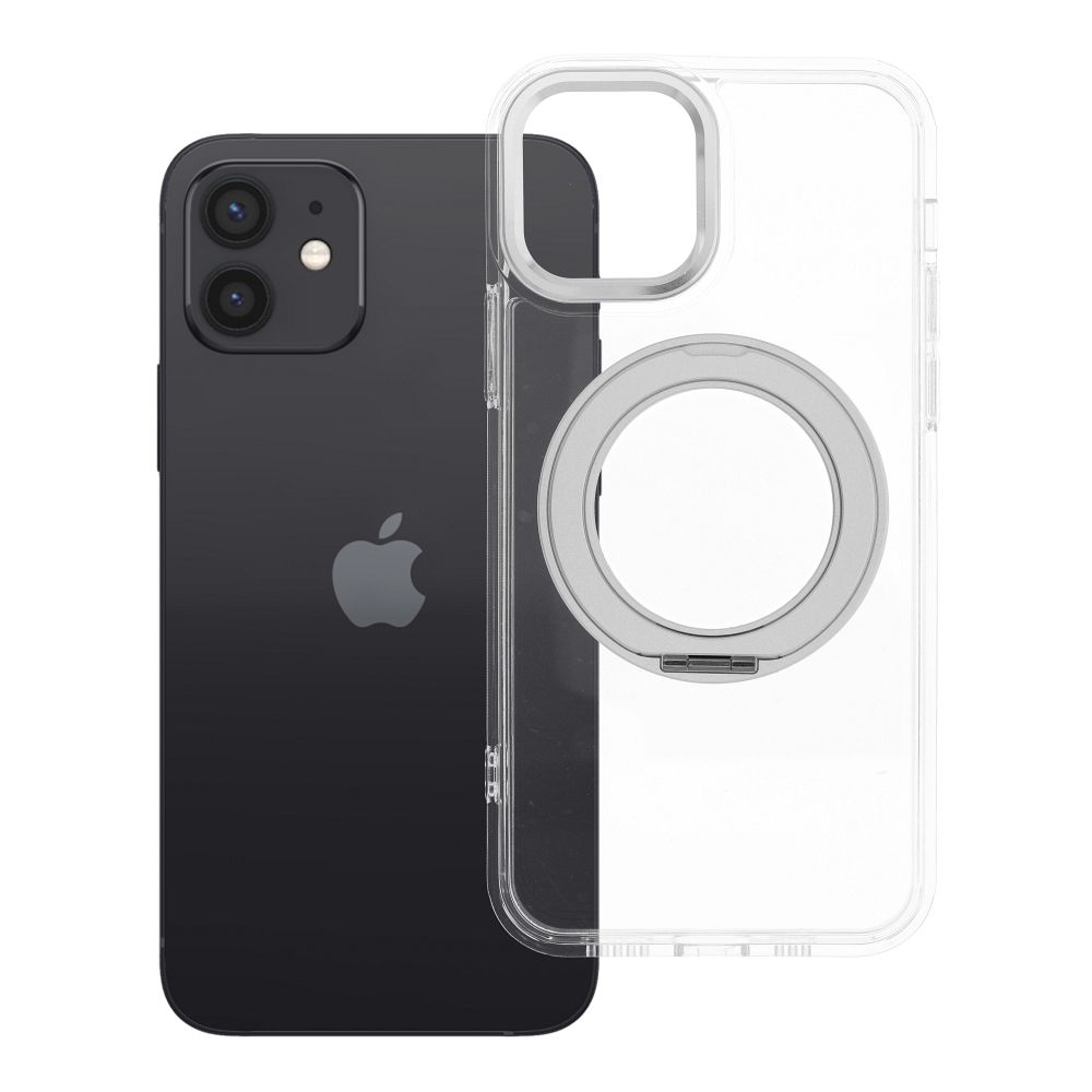 Husa pentru iPhone 12 Frame Circle Stand Compatible cu Magsafe Transparent