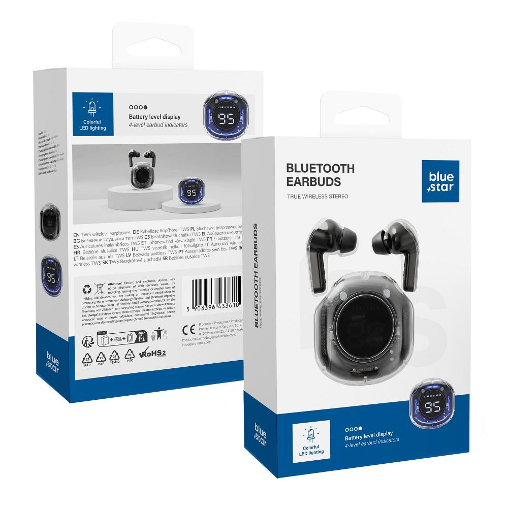 Casti Albastru Star Wireless Aircrystal TX1 TWS Negru