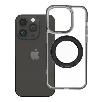 Husa pentru iPhone 14 PRO Frame Circle Stand Compatible cu Magsafe Negru