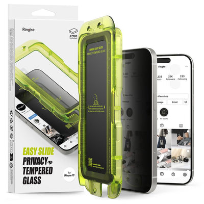 Folie Ringke Easy Slide 2-pack Privacy Glass pentru iPhone 17 - Negru