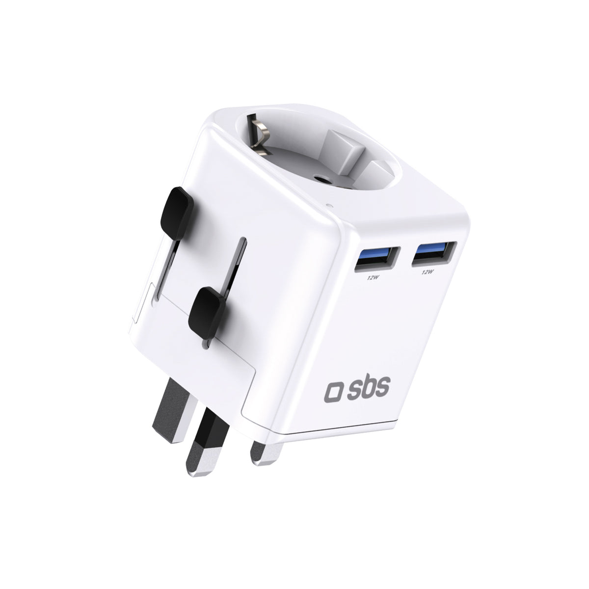 Adaptor SBS Universal Travel - EU 2xUSB-A - Alb
