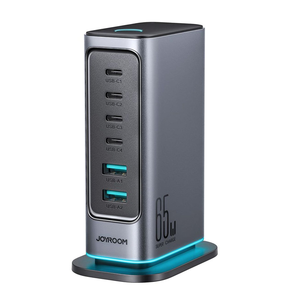 Incarcator Joyroom Jr-tcm02 Gan 65W Charging Station 4xUSB-C 2xUSB-A UK Plug - Gri
