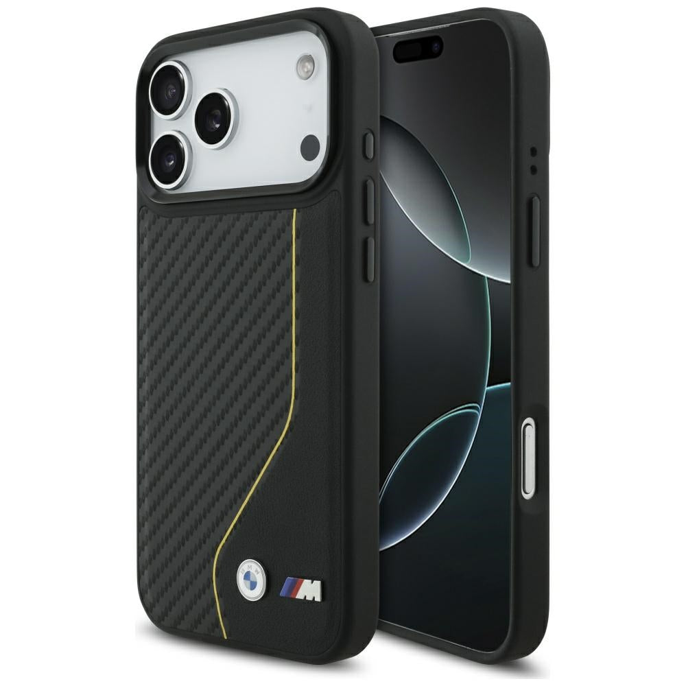 Husa BMW M Carbon Line & Logo Magsafe pentru iPhone 17 Pro Max - Galben