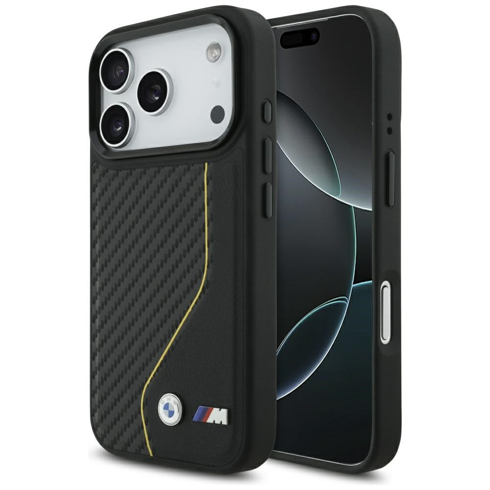 Husa BMW M Carbon Line & Logo Magsafe pentru iPhone 17 Pro - Galben
